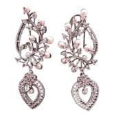 Stunning Cubic Zirconia and Pearl Floral Chandelier Earrings