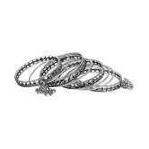 Asmitta  Traditional Oxidised German Silver Jhumki Latkan Afghani Bangle Set for Women - None