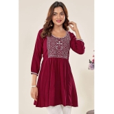 Glomee - Maroon Viscose Women's Tunic ( Pack of 1 ) - None