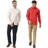 KLOSET By RIAG 100% Cotton Regular Fit Solids Full Sleeves Men's Casual Shirt - Red ( Pack of 2 ) - None