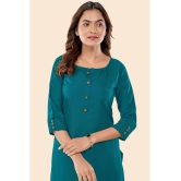 Glomee - Teal Cotton Womens Straight Kurti ( Pack of 1 ) - None