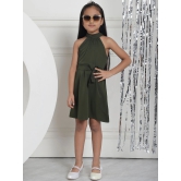 MINI & MING Girls Halter Neck Tie-Ups Fit & Flare Dress