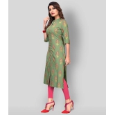 Vbuyz - Green Rayon Womens Front Slit Kurti ( Pack of 1 ) - S