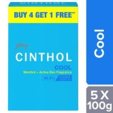 Cinthol Cool Menthol Plus Active Deo Fragrance Soap 99.9 Perentage Germ Protection 100 Gms Buy 4 Get 1 Free