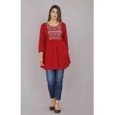 HIGHLIGHT FASHION EXPORT - Red Rayon Womens Flared Kurti ( Pack of 1 ) - None