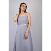 Long dress for women western wear and party wear sleeve less dress Princess Gown For Party Wear (OTL-GWN-1001)-Grey / XL