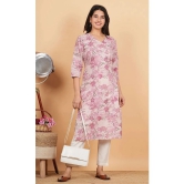 Vbuyz Cotton Printed Straight Womens Kurti - Pink ( Pack of 1 ) - None