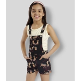 Kids Cave - Black Crepe Girls T-Shirt With Dungarees ( Pack of 1 ) - None