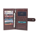 samtroh Croco Desing Leather Brown Passport Holder - Brown