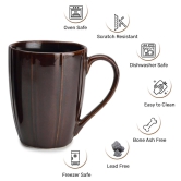 Porcelain Tea and Coffee Large Mug - Set of 1, 300 Ml | Matte Finish | Ideal for Cappuccino, Hot Chocolate, Cocoa and Milk - Chocolate Brown