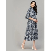 Stylum Cotton Printed Midi Womens Fit & Flare Dress - Navy Blue ( Pack of 1 ) - None