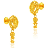 LUV FASHION Golden Stud Earrings ( Pack of 1 ) - Golden