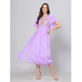 JC4U Crepe Embroidered Midi Womens Fit & Flare Dress - Purple ( Pack of 1 ) - None