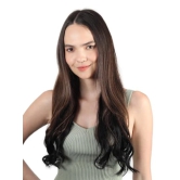 RefynHair Natural Wavy Halo Hair Extensions - 20 Inches | Premium Flip-In Invisible Wire Extensions - Clip-In for Women & Girls | Medium Black