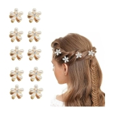 LYKAA Stylish Pearl Flower Hair Claw Fashionable Clips Clutchers Hair Barrettes, Women Girls - 10Pcs - White