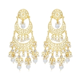 Sukkhi Astonish Gold Plated Pearl Chandelier Earring For Women - Golden