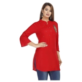 JC4U - Red Rayon Womens Straight Kurti ( Pack of 1 ) - M