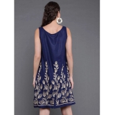 Antaran Cotton Embroidered Above Knee Womens Shift Dress - Navy ( Pack of 1 ) - None