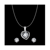 Vighnaharta Delicate Silver Drop Solitaire Pendant Set with Earrings for Women  and Girls - Silver