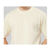 PPTHEFASHIONHUB Cotton Blend Oversized Fit Solid Half Sleeves Mens T-Shirt - Beige ( Pack of 1 ) - None