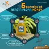 ONE BEE ORGANIC Honey | Acacia Honey/Babul Flora Honey/Bavad Nu Madh | Natural Flora Honey - 280 GM.