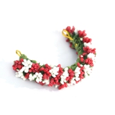 SHG Fashion Art Handmade RED and WHITE Artificial Veni Flowers with 3 Pins (Red with White  Artificial Flower Hair Accessory Set)