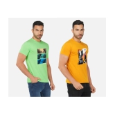 CHOZI Cotton Blend Regular Fit Printed Half Sleeves Mens T-Shirt - Multicolor ( Pack of 2 ) - None