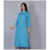 Doriya - Turquoise Rayon Women's Front Slit Kurti - None