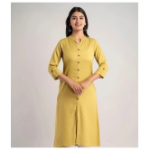 MAUKA - Mustard Rayon Womens Front Slit Kurti ( Pack of 1 ) - None