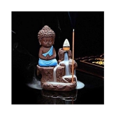 DEDHAS Smoke buddha Blue with20pcCone Resin Buddha Idol 12 x 7 cms Pack of 1