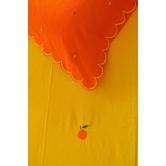 Santra Embroidered Orange Cotton Bedsheet