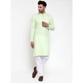 Jompers Men Lime Green & White Solid Kurta Only-XXL / Green