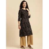 Rangita Women Rayon Black Printed Knee Length Straight Kurti - None