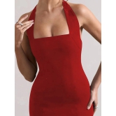 clafoutis Lycra Solid Mini Womens Bodycon Dress - Red ( Pack of 1 ) - None