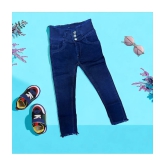 Girls Premium Plain Denim Jeans- Dark Blue - None