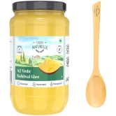 Farm Naturelle-A2 Desi Cow Ghee from Grass Fed Sahiwal Cows,Vedic Bilona Method-Curd Churned-Golden, Grainy & Aromatic, Keto Friendly, Non-GMO, Lab Tested, Glass Jar-1000ml and a Wooden Spoon.