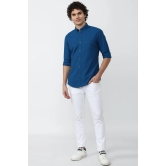 Men Blue Super Slim Fit Solid Full Sleeves Casual Shirt