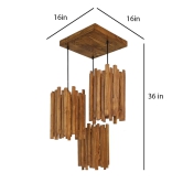 Palisade Brown Wooden Cluster Hanging Lamp-Brown