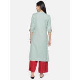 Alena - Blue Cotton Womens Front Slit Kurti - XL