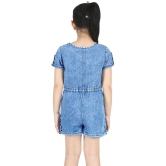 Naughty Ninos Girls Blue Denim Floral Emboidered Jumpsuit - None