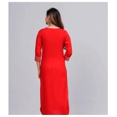 MAUKA Rayon Embroidered Straight Womens Kurti - Red ( Pack of 1 ) - None