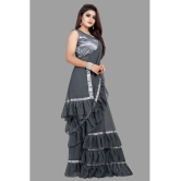 A TO Z CART Georgette Solid Saree With Blouse Piece - Grey ( Pack of 1 ) - Grey