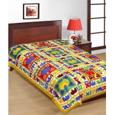 UniqChoice 100% Yellow Cotton Jaipuri Traditonal Single Bed Sheet