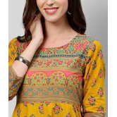 KIPEK - Yellow Cotton Womens Anarkali Kurti ( Pack of 1 ) - XL