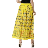 Maize Long Skirt with Printed Peacock Feathers