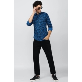 Men Blue Super Slim Fit Print Full Sleeves Casual Shirt