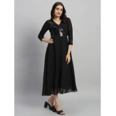 Curvydrobe Georgette Embellished Midi Womens Fit & Flare Dress - Black ( Pack of 1 ) - None