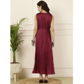 Antaran Silk Solid Knee Length Womens Fit & Flare Dress - Maroon ( Pack of 1 ) - None