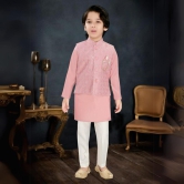 Onion Pink Sequins Work Chikankari Jacket with Kurta and Pajamas-7 (7-8 years)