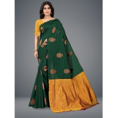 Om Shantam Sarees - Green Jacquard Saree With Blouse Piece ( Pack of 1 ) - Green